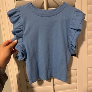 Zara Blue Ruffled Crop Top